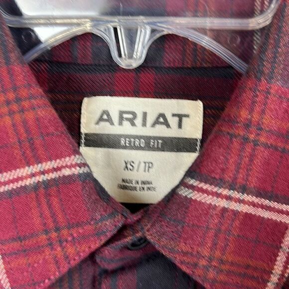 NWT Ariat Retro Fit Snap Button Shirt Men’s Heath Size XS Plaid Long Sleeve - Picture 4 of 10